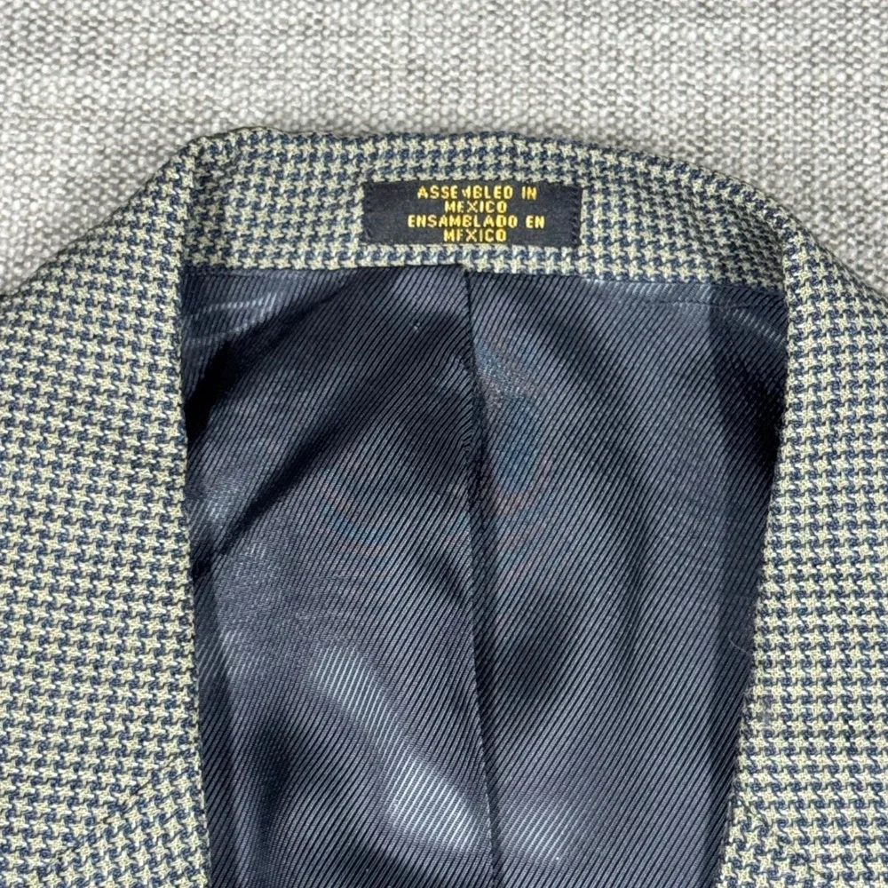Stafford Mens Worsted Wool Micro Houndstooth Blazer Sport Coat 45L